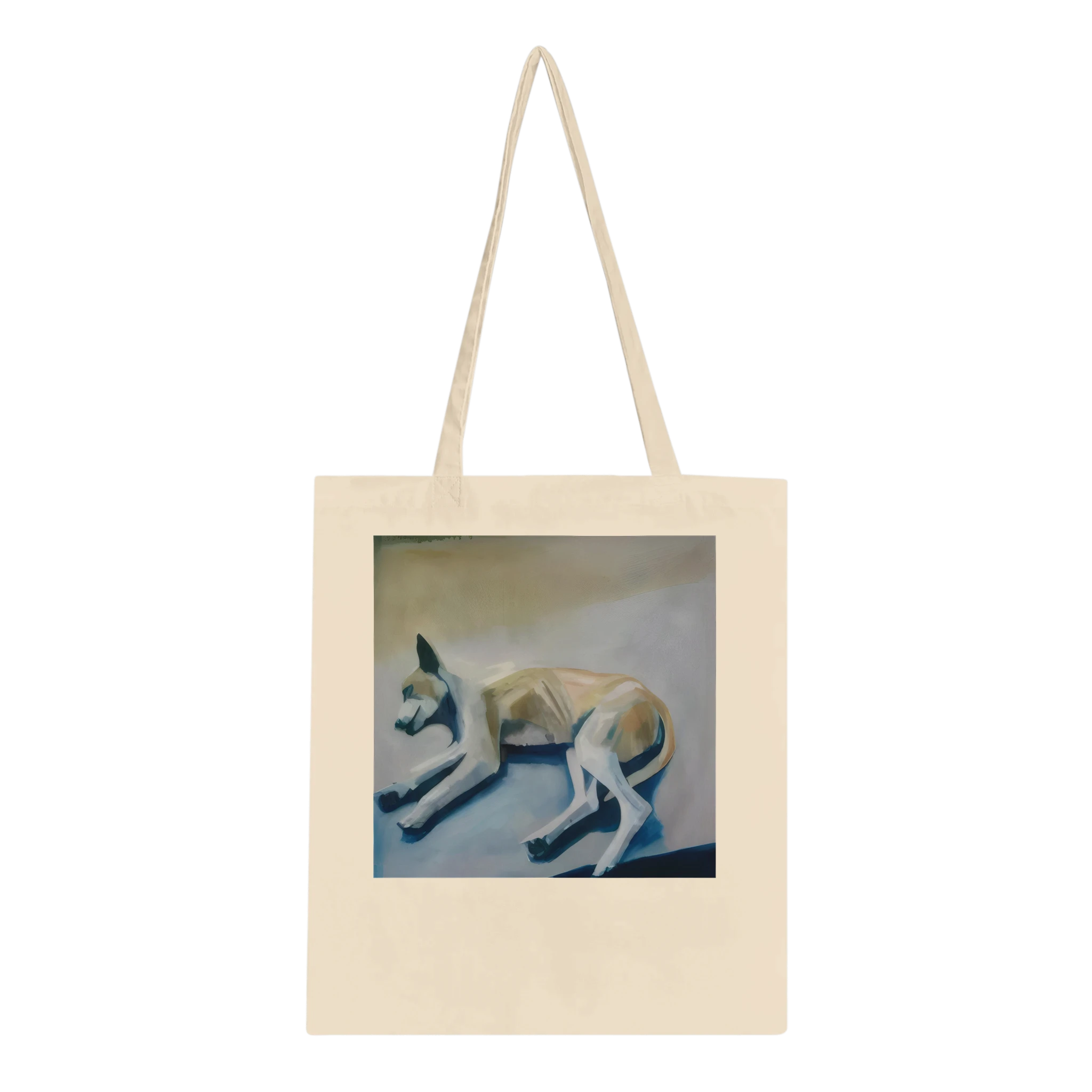 "The Weary Stray" — an exhausted street dog finally at rest, Granada, Nicaragua, painted by Peta Kaplan, on a cotton tote bag