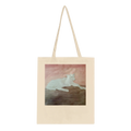 "Barely There Stray" — a pale, lightly-sketched street dog at rest, Granada, Nicaragua, painted by Peta Kaplan, on a cotton tote bag